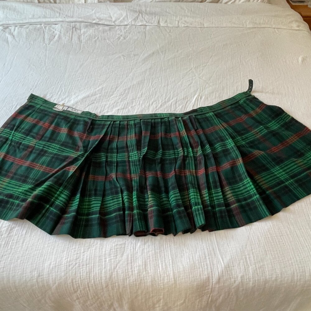 Vintage Ogilvy's Green Tartan Pleated Mini Skirt - XS/S - Picture 5 of 7
